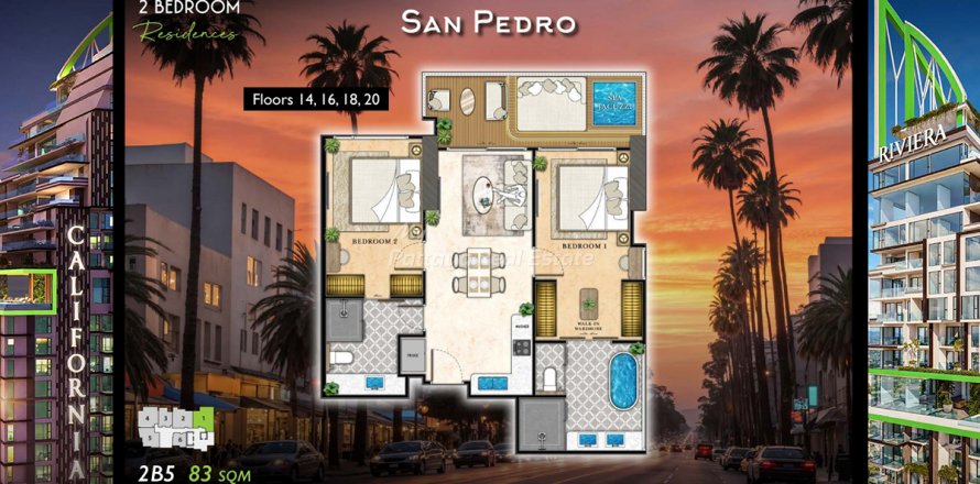 Condo à Pattaya, Thaïlande, 2 chambres  № 123455