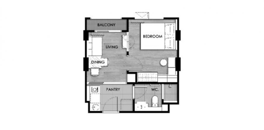 Планировка Квартиры «1BR-54» 1 спальня в ЖК Escent Bangna
