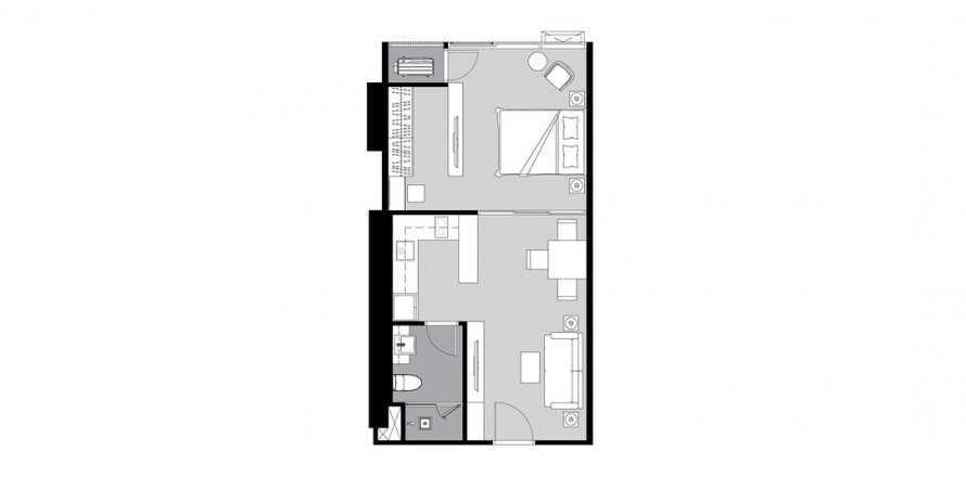 Планировка Квартиры «1BR-61» 1 спальня в ЖК Supalai Icon Sathorn