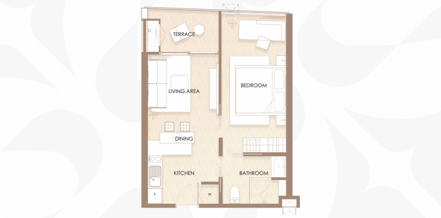 Apartment floor plan «Siamese Bangtao», 1 bedroom in building Building A Siamese Bangtao in Layan-Bangtao, Phuket in Thailand, Siamese Bangtao