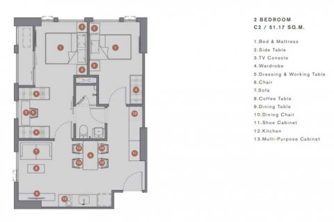 Кондоминиум с 2 спальнями в Бангкоке, Таиланд № 100576 - фото 1