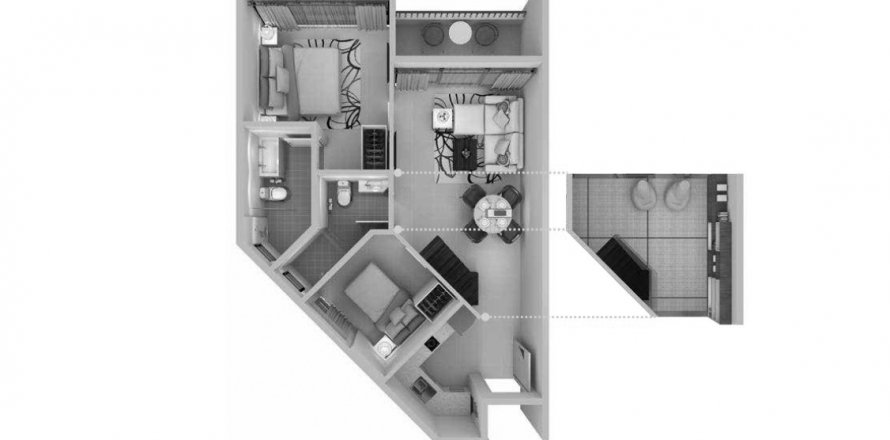 Планировка Квартиры «2BR-26» 2 спальни в ЖК Cassia Phuket