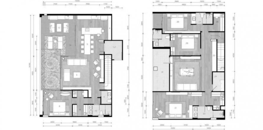 Планировка Дуплекса «4BR-41» 4 спальни в ЖК The Petit Tycoon