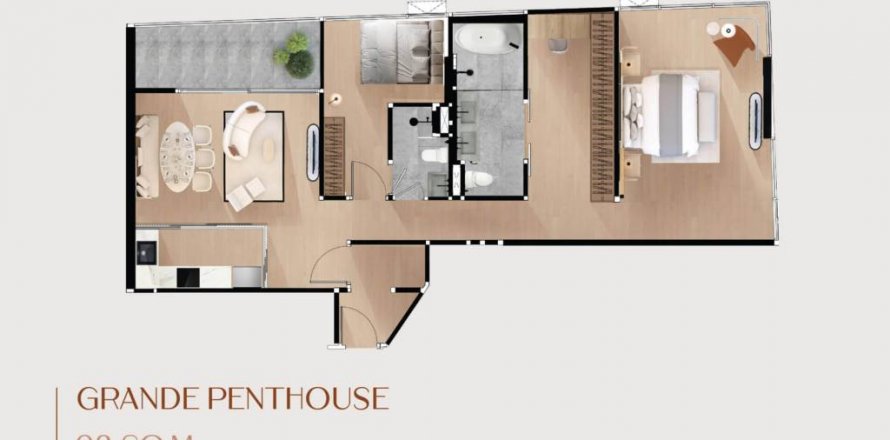 Penthouse à Bangkok, Thaïlande 2 chambres № 124593