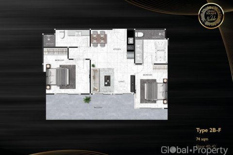 Кондоминиум с 2 спальнями в Паттайе, Таиланд № 81820 - фото 30