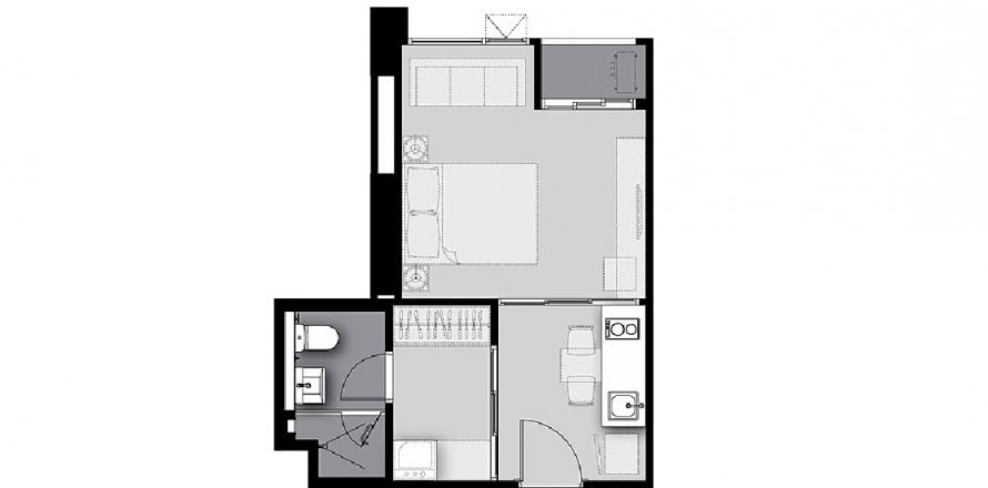 Планировка Кондоминиума «0BR-38» 1 комната в ЖК Life Sathorn Sierra