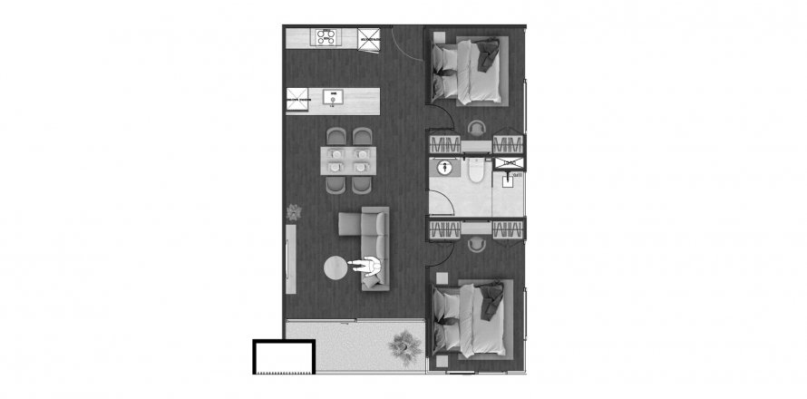 Планировка Кондоминиума «2BR-33» 2 спальни в корпусе Building A Next Point Condominium in Rawai, Phuket, Thailand, ЖК Next Point Condominium