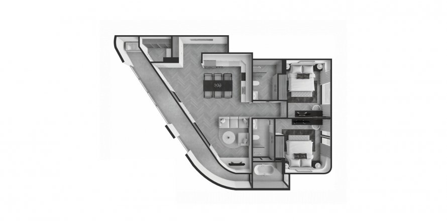 Планировка Кондоминиума «Zero Bangtao» 3 спальни в ЖК Zero Bangtao