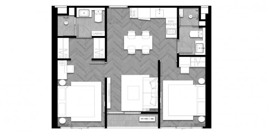 Планировка Кондоминиума «2BR-7» 2 спальни в ЖК The Ozone Signature Condominium