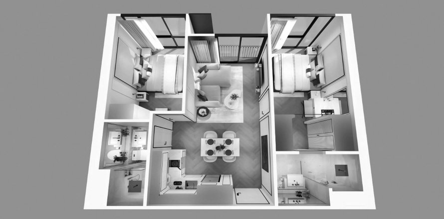 Планировка Кондоминиума «2BR-7» 2 спальни в ЖК The Ozone Signature Condominium