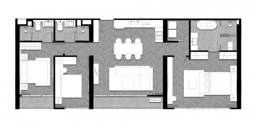 Планировка Кондоминиума «3BR-8» 3 спальни в ЖК The Ozone Signature Condominium