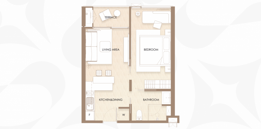Apartment floor plan «Siamese Bangtao», 1 bedroom in building Building A Siamese Bangtao in Layan-Bangtao, Phuket in Thailand, Siamese Bangtao