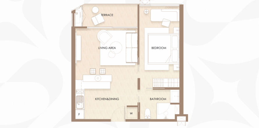 Apartment floor plan «Siamese Bangtao», 1 bedroom in building Building A Siamese Bangtao in Layan-Bangtao, Phuket in Thailand, Siamese Bangtao