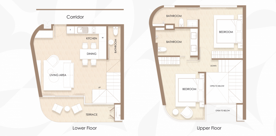 Apartment floor plan «Siamese Bangtao», 2 bedrooms in building Building B Siamese Bangtao in Layan-Bangtao, Phuket in Thailand, Siamese Bangtao