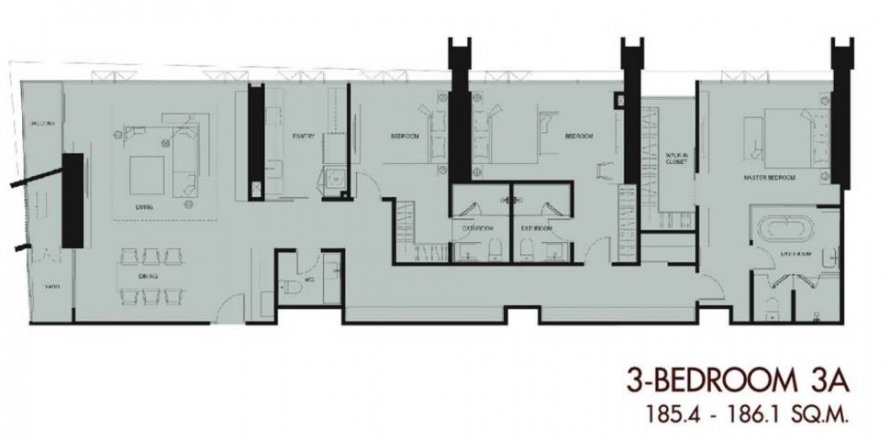 Condo à Dusit, Bangkok, Thaïlande, 3 chambres  № 86193